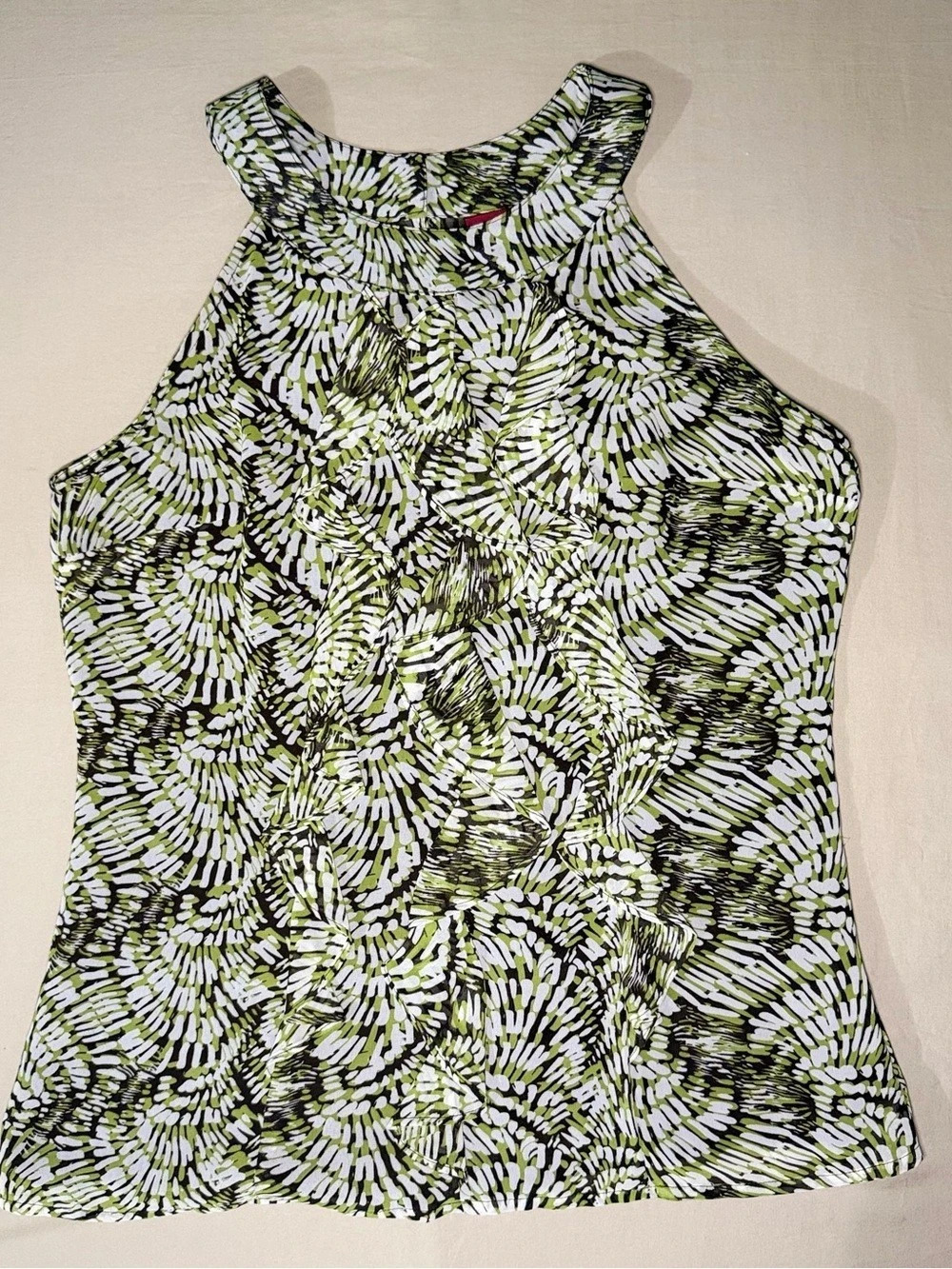 Merona Abstract Print Tank Top Green & Black Small